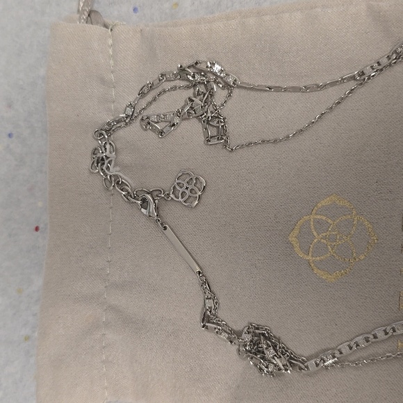 New Kendra Scott Elisa Multi Strand Necklace Platinum Drusy - Picture 4 of 4